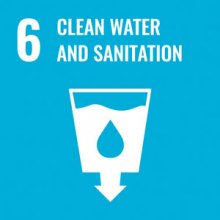 UN Sustainability Goal 6 logo, clean water and sanitation.