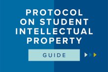 Illustration saying protocol on student intellectual property guide