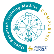 Open research training module completion badge awarded by the University of Surrey