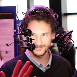 Man wearing a virtual reality headset
