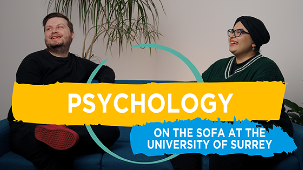 Lecturer interviewed on sofa